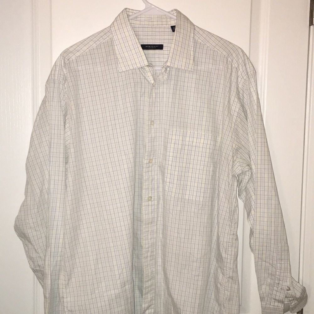 Burberry London Blue Yellow plaid dress shirt-L